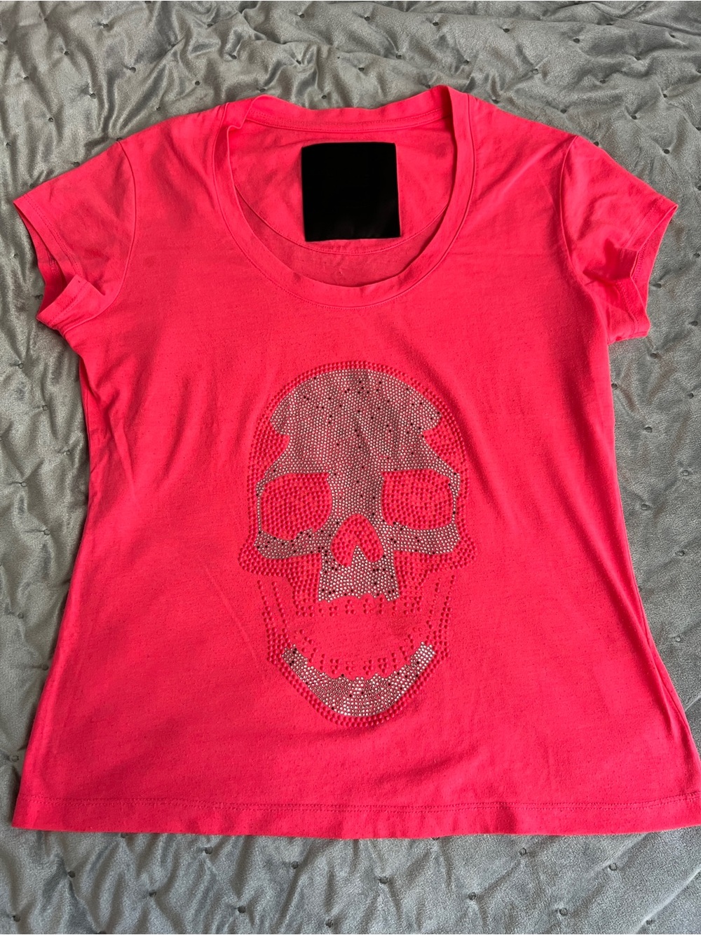 Philipp Plein T-Shirt Rhinestone Skull Graphic Edgy Gothic Glam Luxury